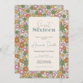 Boho Daisy Blume 70er Groovy Floral Einladung (Vorne/Hinten)