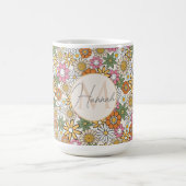 Boho Daisy Blume 70er Groovy Floral Kaffeetasse (Mittel)