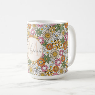 Boho Daisy Blume 70er Groovy Floral Kaffeetasse