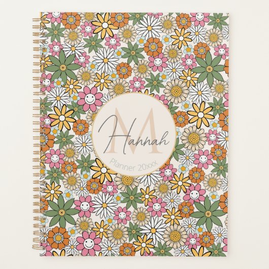 Boho Daisy Blume 70er Groovy Floral Planer (Vorderseite)
