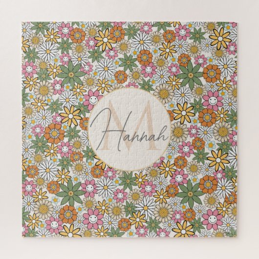 Boho Daisy Blume 70er Groovy Floral Puzzle (Vertikal)