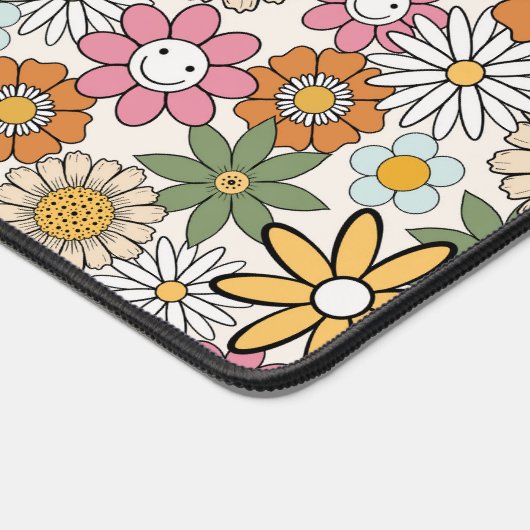Boho Daisy Blume 70er Groovy Floral Schreibtischunterlage (Ecke)