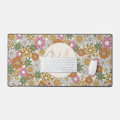 Boho Daisy Blume 70er Groovy Floral Schreibtischunterlage (Tastatur & Maus)