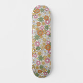 Boho Daisy Blume 70er Groovy Floral Skateboard (Vorderseite)