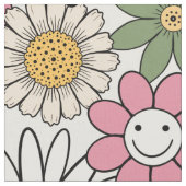 Boho Daisy Blume 70er Groovy Floral Stoff (Nahaufnahme)