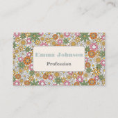 Boho Daisy Blume 70er Groovy Floral Visitenkarte (Vorderseite)