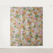 Boho Daisy Blume 70er Groovy Floral Wandteppich (Vorderseite)