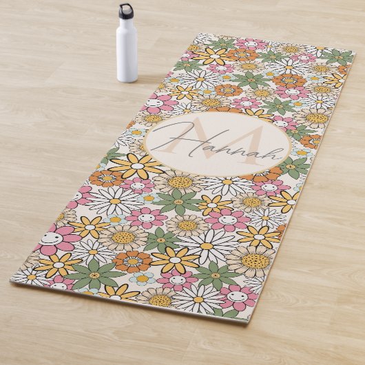 Boho Daisy Blume 70er Groovy Floral Yogamatte (Beispiel)
