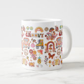 Boho Daisy Blume Retro Groovy Blumendesign Jumbo-Tasse (Vorderseite Rechts)
