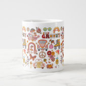 Boho Daisy Blume Retro Groovy Blumendesign Jumbo-Tasse (Vorderseite)