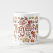 Boho Daisy Blume Retro Groovy Blumendesign Jumbo-Tasse (Rechts)