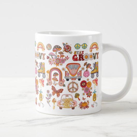 Boho Daisy Blume Retro Groovy Blumendesign Jumbo-Tasse (Rechts)