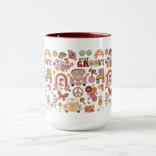 Boho Daisy Blume Retro Groovy Blumendesign Tasse (Zentrum)
