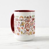Boho Daisy Blume Retro Groovy Blumendesign Tasse (Vorderseite Links)