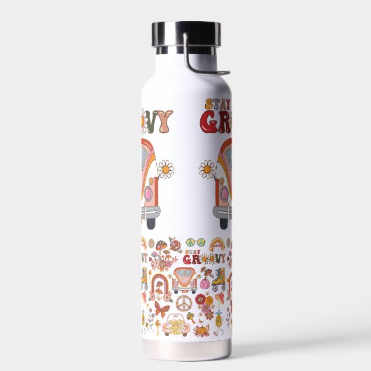 Boho Daisy Blume Retro Groovy Blumendesign Trinkflasche (Links)