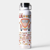 Boho Daisy Blume Retro Groovy Blumendesign Trinkflasche (Rückseite)