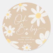 Boho Daisy Blume Round Sticker (Vorderseite)