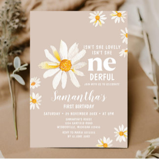 Boho Daisy Blume sind nicht einmal ein Geburtstag Einladung
