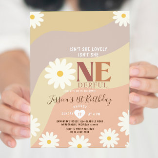 Boho Daisy Blume sind nicht einmal ein Geburtstag Einladung