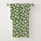 Boho-Daisy-Blumenmuster Grün Badhandtuch Set (Insitu)