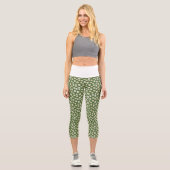 Boho-Daisy-Blumenmuster Grün Capri Leggings (Vorderseite)