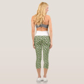 Boho-Daisy-Blumenmuster Grün Capri Leggings (Rückseite)