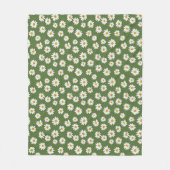 Boho-Daisy-Blumenmuster Grün Fleecedecke (Vorderseite)