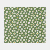 Boho-Daisy-Blumenmuster Grün Fleecedecke (Vorderseite (Horizontal))