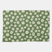 Boho-Daisy-Blumenmuster Grün Geschirrtuch (Horizontal)