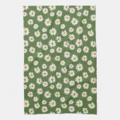 Boho-Daisy-Blumenmuster Grün Geschirrtuch (Vertikal)
