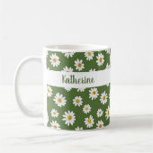Boho-Daisy-Blumenmuster Grün Kaffeetasse (Links)