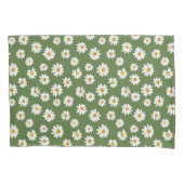 Boho-Daisy-Blumenmuster Grün Kissenbezug (Vorderseite)