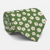 Boho-Daisy-Blumenmuster Grün Krawatte (Gerollt)