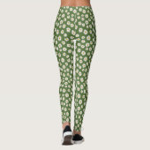 Boho-Daisy-Blumenmuster Grün Leggings (Rückseite)