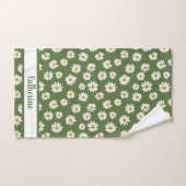 Boho-Daisy-Blumenmuster Grün Name Sport Handtuch (Handtuch)