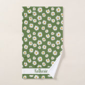 Boho-Daisy-Blumenmuster Grün Name Sport Handtuch (Handtuch)