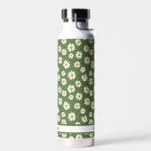 Boho-Daisy-Blumenmuster Grün Name  Trinkflasche (Links)
