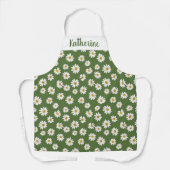 Boho-Daisy-Blumenmuster Grün Schürze (Vorderseite)