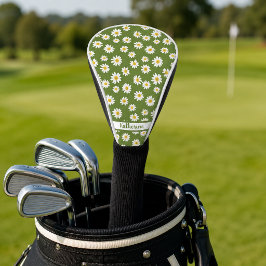 Boho-Daisy-Blumenmuster Grüner Name Golf Headcover