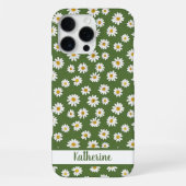 Boho-Daisy-Blumenmuster Grüner Name iPhone Hülle (Rückseite)