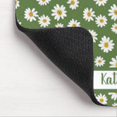 Boho-Daisy-Blumenmuster Grüner Name Mousepad (Ecke)