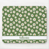 Boho-Daisy-Blumenmuster Grüner Name Mousepad (Vorne)