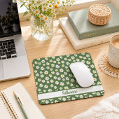 Boho-Daisy-Blumenmuster Grüner Name Mousepad