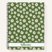 Boho-Daisy-Blumenmuster Grüner Name Notizblock (Vorderseite)
