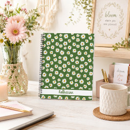 Boho-Daisy-Blumenmuster Grüner Name Notizblock