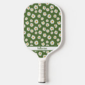 Boho-Daisy-Blumenmuster Grüner Name Pickleball Schläger (Rückseite)