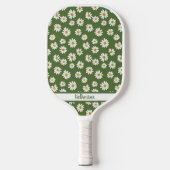Boho-Daisy-Blumenmuster Grüner Name Pickleball Schläger (Vorderseite)