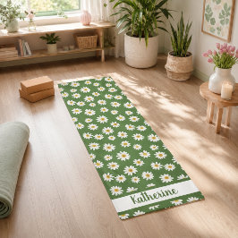 Boho-Daisy-Blumenmuster Grüner Name Yogamatte