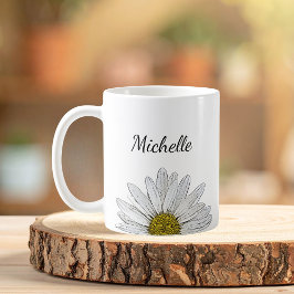 Boho Daisy Botanical Floral Niedlich Girly Kaffeetasse