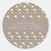 Boho Daisy Chain Floral Taupe Rücksendeadresse Runder Aufkleber (Vorderseite)